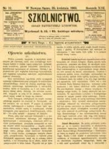 Szkolnictwo : organ nauczycieli ludowych. 1903, R.13, nr 12