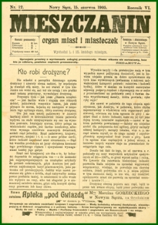 Mieszczanin : organ miast i miasteczek. 1905, R.6, nr 12