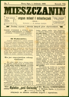Mieszczanin : organ miast i miasteczek. 1906, R.7, nr 07