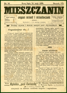Mieszczanin : organ miast i miasteczek. 1906, R.7, nr 10