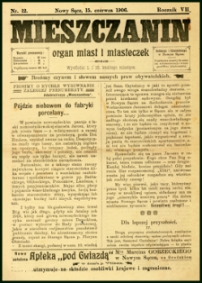 Mieszczanin : organ miast i miasteczek. 1906, R.7, nr 12