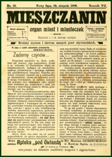 Mieszczanin : organ miast i miasteczek. 1906, R.7, nr 16