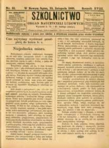 Szkolnictwo : organ nauczycieli ludowych. 1908, R.18, nr 33