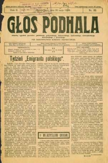 Głos Podhala : aktualny tygodnik powiatów : gorlickiego, grybowskiego, limanowskiego, makowskiego, nowosądeckiego, nowotarskiego i żywieckiego. 1930, R.2, nr 22