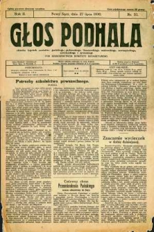 Głos Podhala : aktualny tygodnik powiatów : gorlickiego, grybowskiego, limanowskiego, makowskiego, nowosądeckiego, nowotarskiego i żywieckiego. 1930, R.2, nr 31