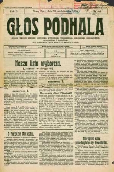 Głos Podhala : aktualny tygodnik powiatów : gorlickiego, grybowskiego, limanowskiego, makowskiego, nowosądeckiego, nowotarskiego i żywieckiego. 1930, R.2, nr 44