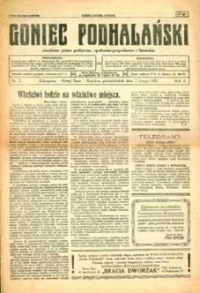 Goniec Podhalański : niezależne pismo polityczne, społeczno-gospodarcze i literackie. 1927, R.2, nr 07