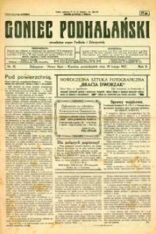Goniec Podhalański : niezależny organ Podhala i Zdrojowisk. 1927, R.2, nr 10
