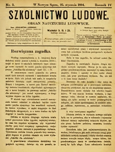 Szkolnictwo Ludowe : organ nauczycieli ludowych. 1894, R.4, nr 03