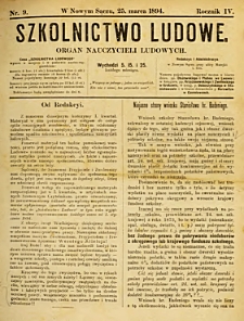 Szkolnictwo Ludowe : organ nauczycieli ludowych. 1894, R.4, nr 09
