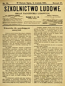 Szkolnictwo Ludowe : organ nauczycieli ludowych. 1894, R.4, nr 25