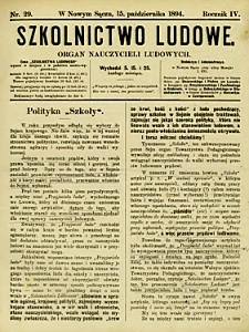 Szkolnictwo Ludowe : organ nauczycieli ludowych. 1894, R.4, nr 29