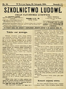 Szkolnictwo Ludowe : organ nauczycieli ludowych. 1894, R.4, nr 33