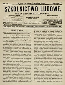 Szkolnictwo Ludowe : organ nauczycieli ludowych. 1894, R.4, nr 34