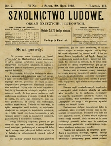 Szkolnictwo Ludowe : organ nauczycieli ludowych. 1893, R.3, nr 07