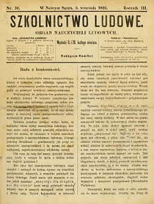 Szkolnictwo Ludowe : organ nauczycieli ludowych. 1893, R.3, nr 10