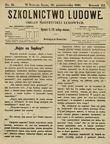 Szkolnictwo Ludowe : organ nauczycieli ludowych. 1893, R.3, nr 13
