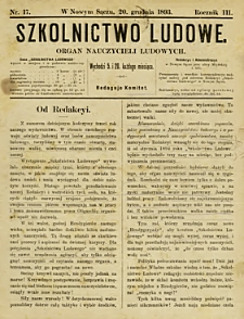 Szkolnictwo Ludowe : organ nauczycieli ludowych. 1893, R.3, nr 17