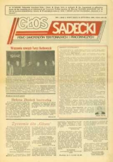 Głos Sądecki : pismo samorządów terytorialnych i pracowniczych. 1990, R.1, nr 01