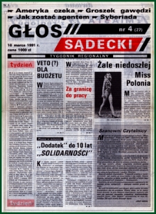 Głos Sądecki : tygodnik regionalny. 1991, nr 04(27)