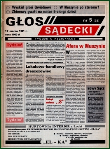 Głos Sądecki : tygodnik regionalny. 1991, nr 05(28)