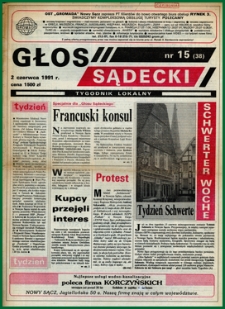 Głos Sądecki : tygodnik lokalny. 1991, nr 15(38)