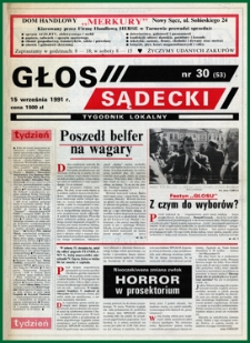 Głos Sądecki : tygodnik lokalny. 1991, nr 30(53)