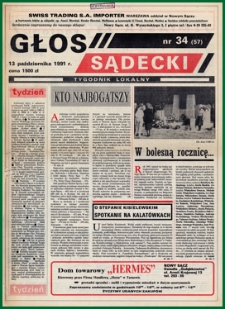 Głos Sądecki : tygodnik lokalny. 1991, nr 34(57)
