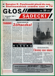 Głos Sądecki : tygodnik lokalny. 1991, nr 39(62)