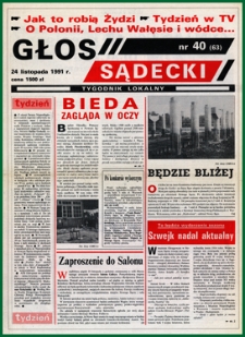 Głos Sądecki : tygodnik lokalny. 1991, nr 40(63)