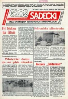 Głos Sądecki : pismo samorządów terytorialnych i pracowniczych. 1990, R.1, nr 17