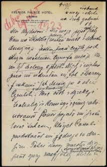 List Ady Sari z 1923-01-09/10