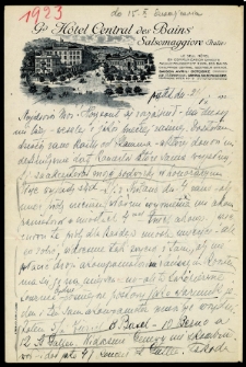 List Ady Sari z 1923-09-21