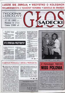 Głos Sądecki : tygodnik lokalny. 1992, nr 06(72)