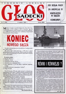 Głos Sądecki : tygodnik lokalny. 1992, nr 07(73)