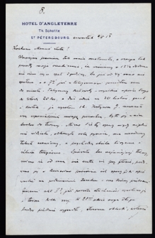 List Edwarda Szayera [ojciec Ady Sari towarzyszący jej w podróżach artystycznych] z 1913-05-08