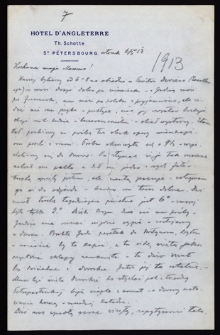 List Edwarda Szayera [ojciec Ady Sari towarzyszący jej w podróżach artystycznych] z 1913-05-06