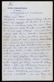 List Edwarda Szayera [ojciec Ady Sari towarzyszący jej w podróżach artystycznych] z 1913-05-04