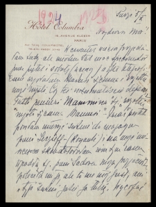 List Ady Sari z 1924-10-05