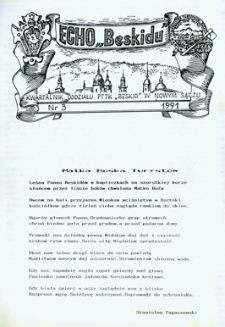 Echo "Beskidu" : kwartalnik Oddziału PTTK "Beskid" w Nowym Sączu. 1991, nr 3
