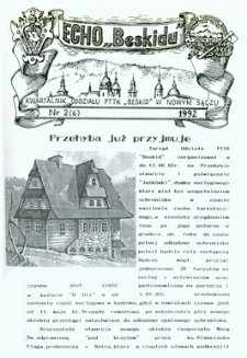 Echo "Beskidu" : kwartalnik Oddziału PTTK "Beskid" w Nowym Sączu. 1992, nr 2(6)