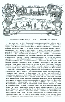Echo "Beskidu" : kwartalnik Oddziału PTTK "Beskid" w Nowym Sączu. 1992, nr 3(7)