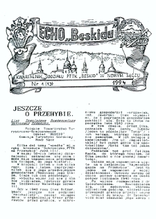 Echo "Beskidu" : kwartalnik Oddziału PTTK "Beskid" w Nowym Sączu. 1994, nr 1(13)