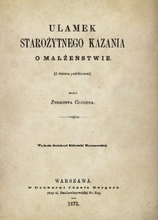 Ułamek starożytnego kazania o małżeństwie.