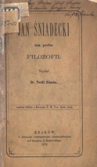 Jan Śniadecki na polu filozofii