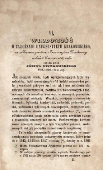Wiadomość o założeniu Uniwersytetu Krakowskiego na publicznem posiedzeniu Towarzystwa Naukowego w dniu 3 czerwca 1847 roku