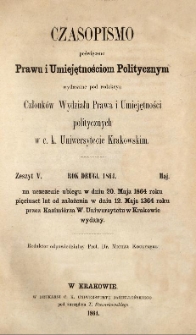 Czasopismo poświęcone Prawu i Umiejętnościom Politycznym. 1864, R. 2, z. 5