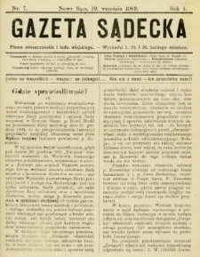 Gazeta Sądecka : pismo mieszczańskie i ludu wiejskiego. 1909, R.1, nr 07