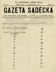 Gazeta Sądecka : pismo mieszczańskie i ludu wiejskiego. 1909, R.1, nr 09