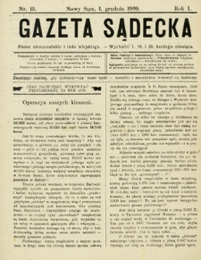Gazeta Sądecka : pismo mieszczańskie i ludu wiejskiego. 1909, R.1, nr 15